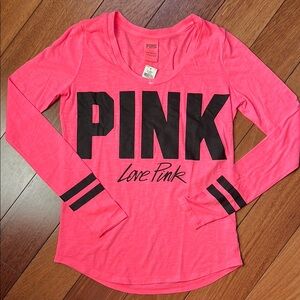 NWT PINK Victoria’s Secret Neon Logo Long Sleeve Tee